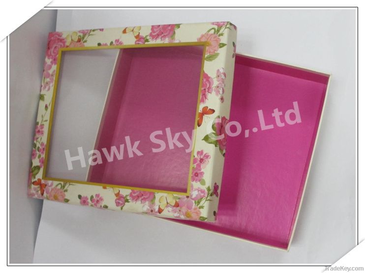 flower pattern paper boxes/paper box with window bottom