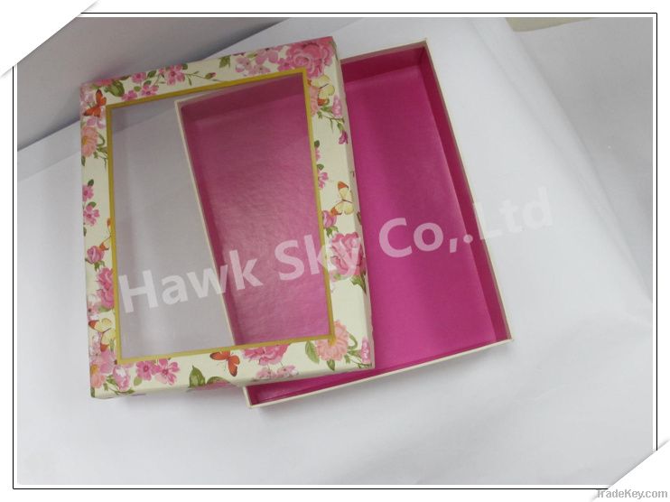 flower pattern paper boxes/paper box with window bottom