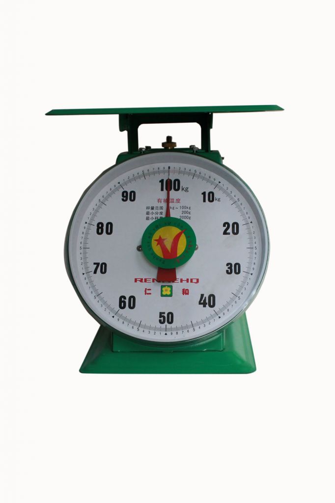 Made in china sell the vietnamese 8-150kg spring dial scale with baking-paint  pan