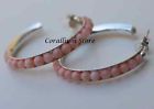 Earrings natural Pink coral and sterling silver diametre 33mm