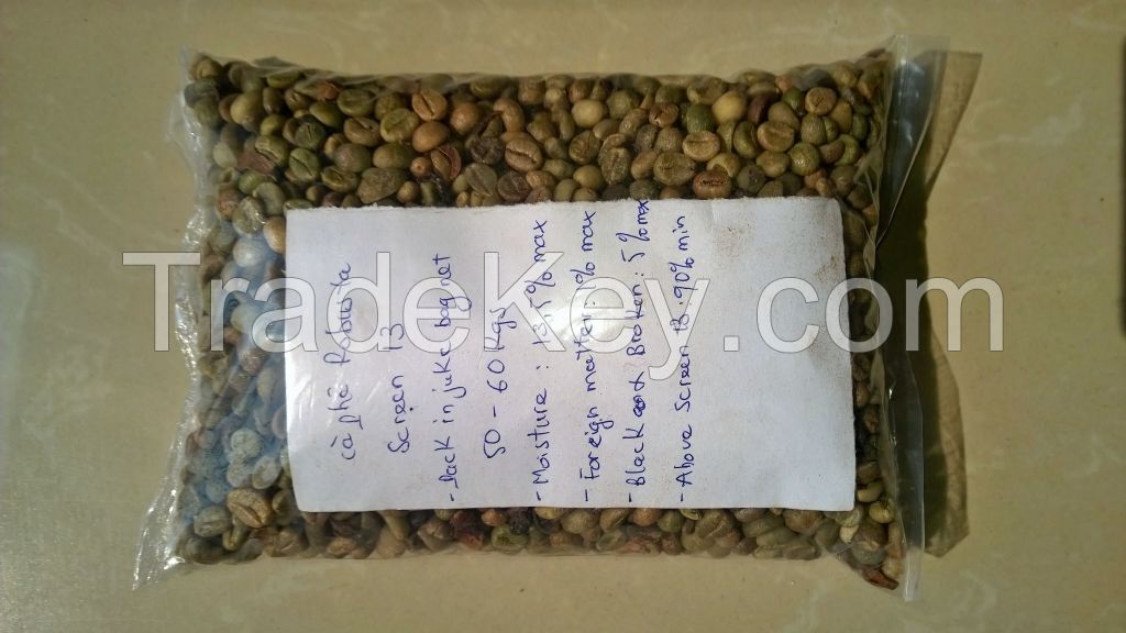 robusta green coffee bean sceen 13, 16, 18