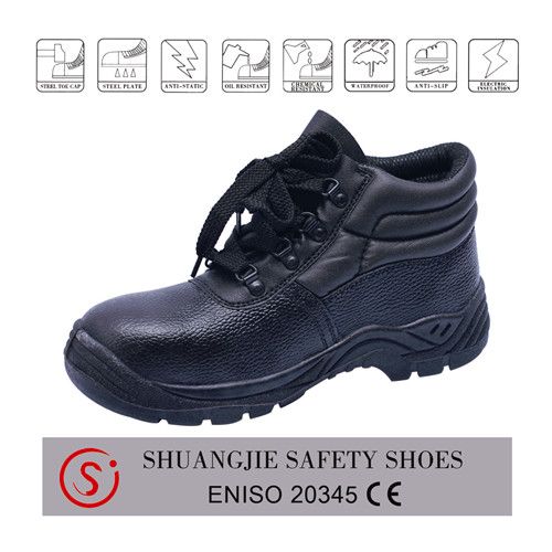 leather steel toe cap safety shoes PU injection hard work safety boots 6166