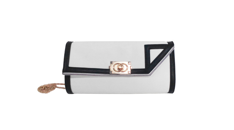 Classical black white handbag with chain
