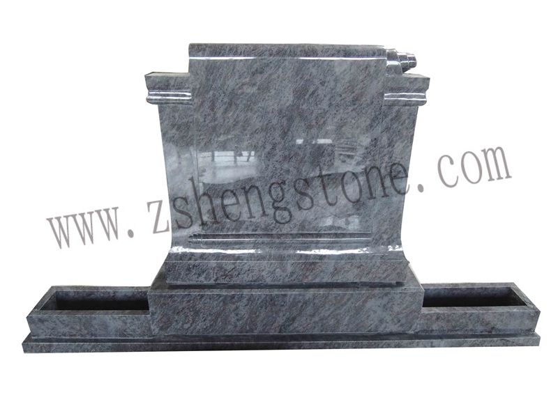 scroll with rose carving granite headstone