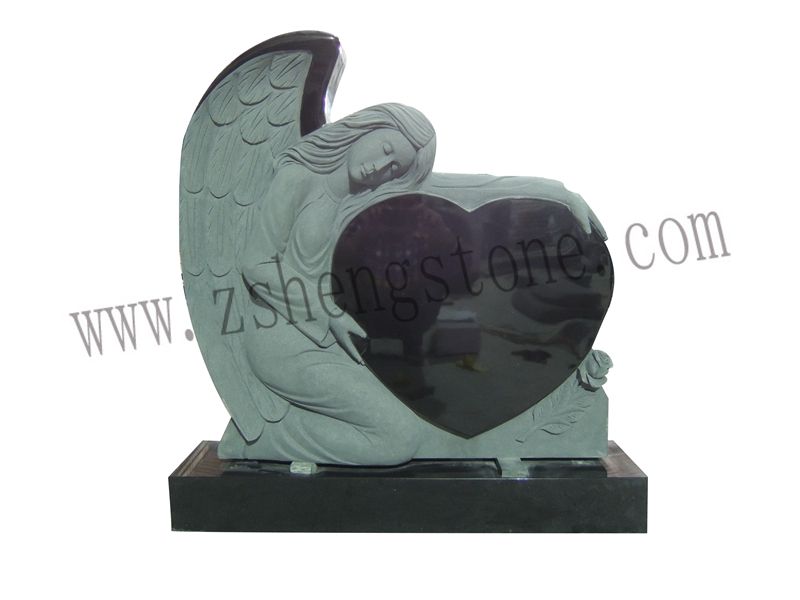 black carved angel monuments headstones