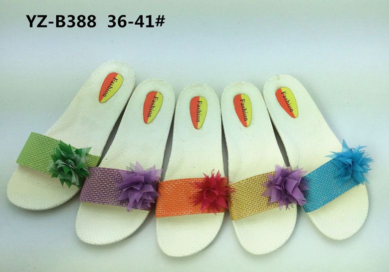 Newest Women&#039;s PCU Flat Slippers with Fabric Flower