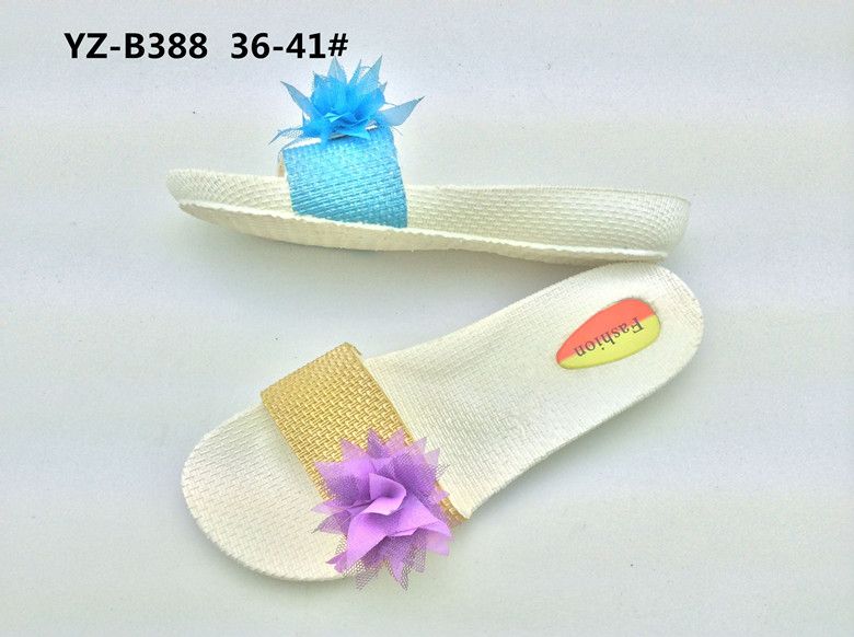 Newest Women's PCU Flat Slippers with Fabric Flower