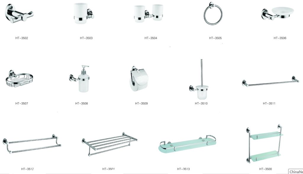 sanitary accessories, towel bar, Towel ring, robe hook, paper holder, tubmbler holder, soap holder, soap basket, toilet brush, glass shelf