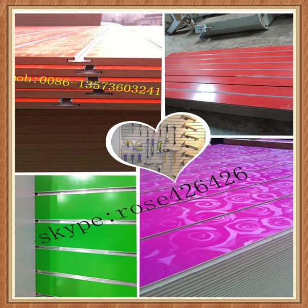 Melamine MDF slot board slotted board slatwall with aluminum for dispaly 