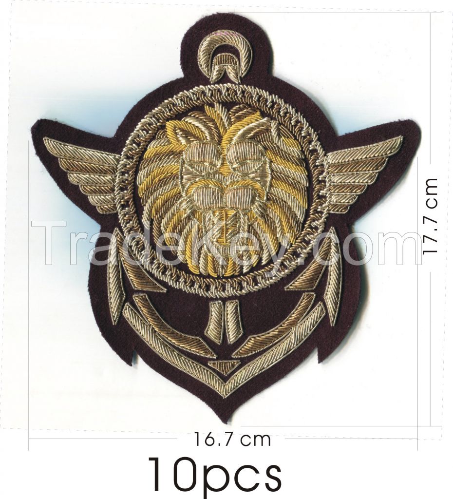 Hand embroidered lion wing badge
