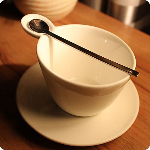 plain coffee mug and saucer with spoon