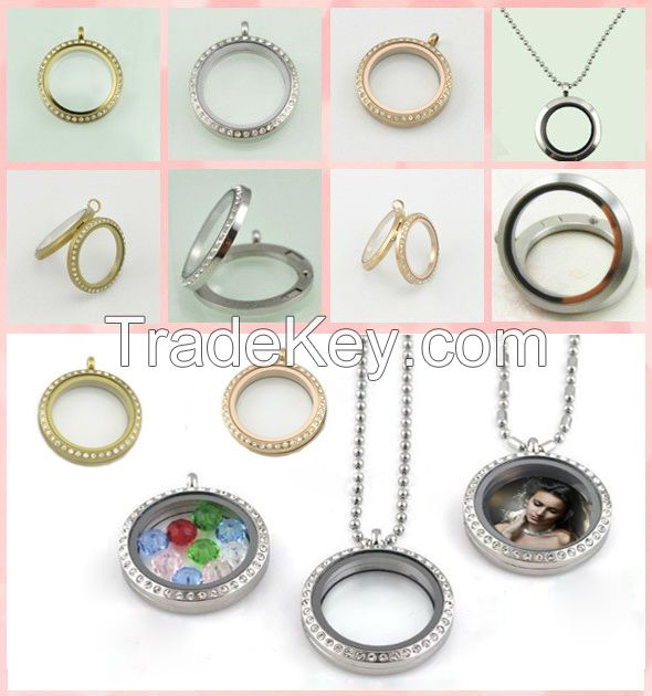 316l stainless steel wholesale floating glass round brass locket