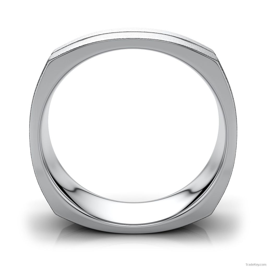 Two Tone Wedding Ring in 14k White Gold   (7mm) European Shank