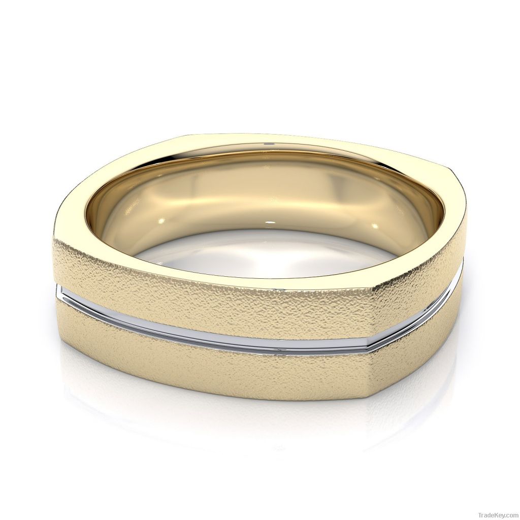 Two Tone Wedding Ring in 14k White Gold   (7mm) European Shank