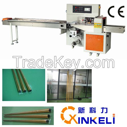 Servo Motor Controlled Down Paper Pillow Packing Machine for different length of metal pipe, tubes