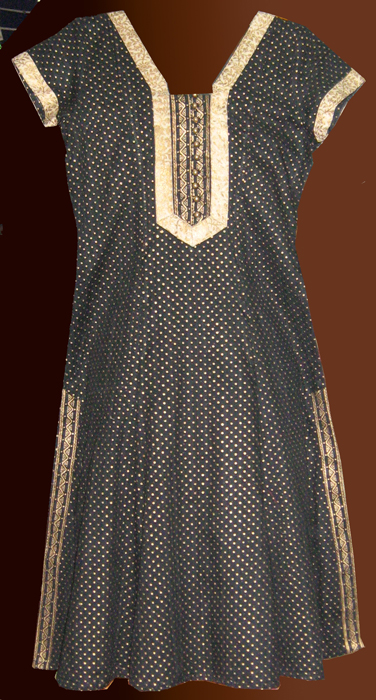 Black Cotton churridar kameez with gold kharri work