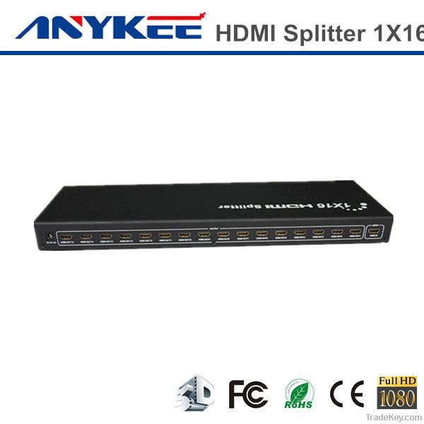 Factory supply 3D HD 1080P 1x16 1 in 16 out  HDMI splitter