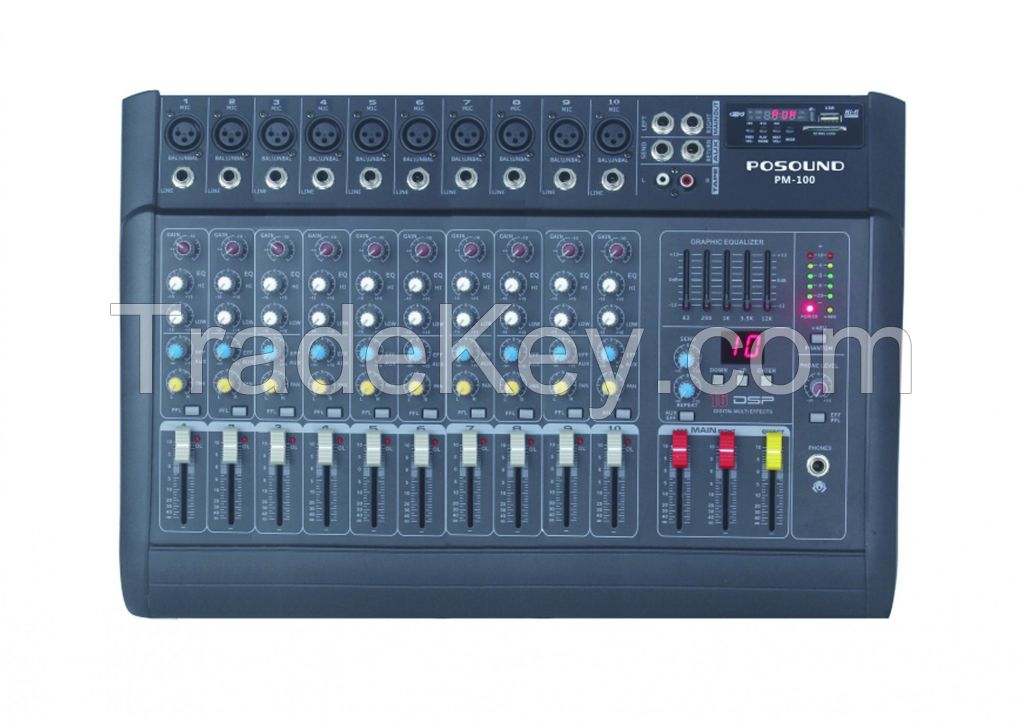 PM-100 power mixer 4 Channel/ 6 channel/ 8 Channel/10 Chaneel