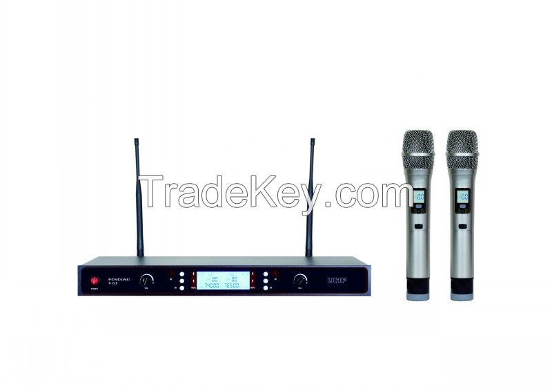 2 channels UHF wireless microphone system