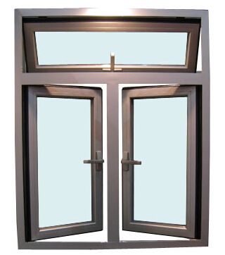 Wood color Aluminium double glazed windows for tilt and turn aluminium window