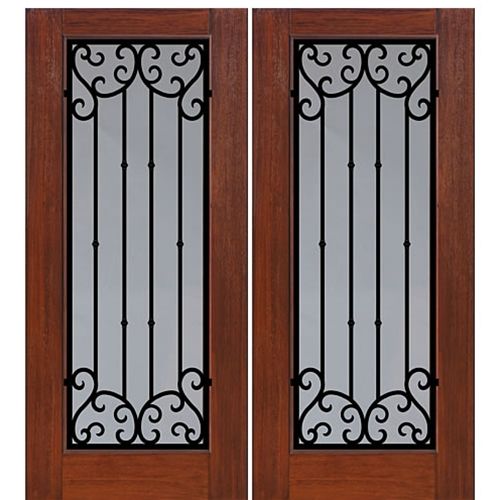 double sliding glass wood door