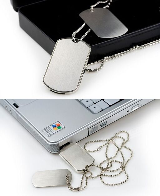 2G/4g/8g/16g Army dog tag shape stainless stell usb flash drive, silver gold or gun color USB key with jewelry keychain  