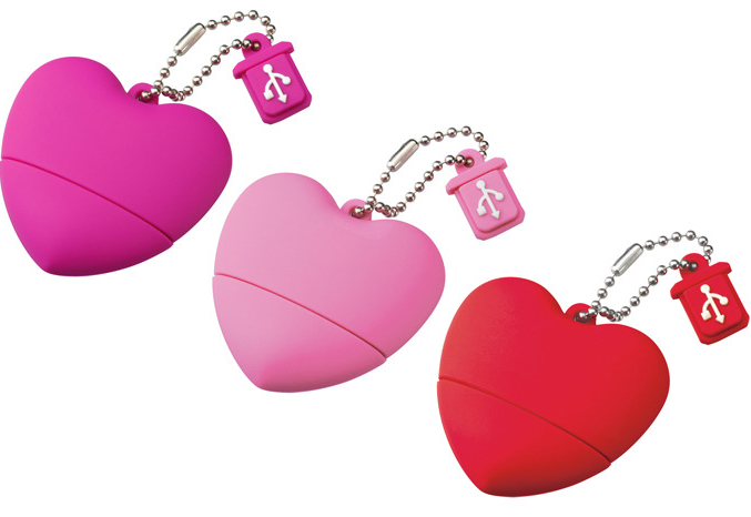 plastic heart shape usb flash drives bulk 4GB 