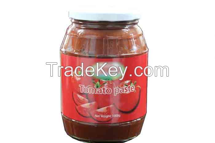 canned tomato paste in glass jar