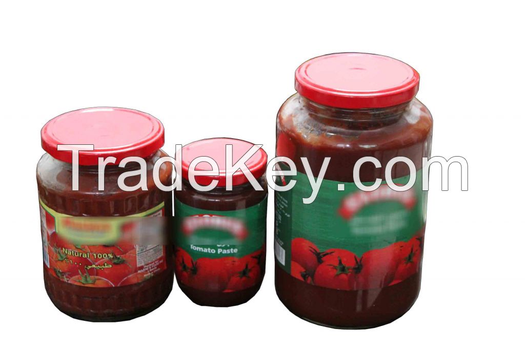 canned tomato paste in glass jar