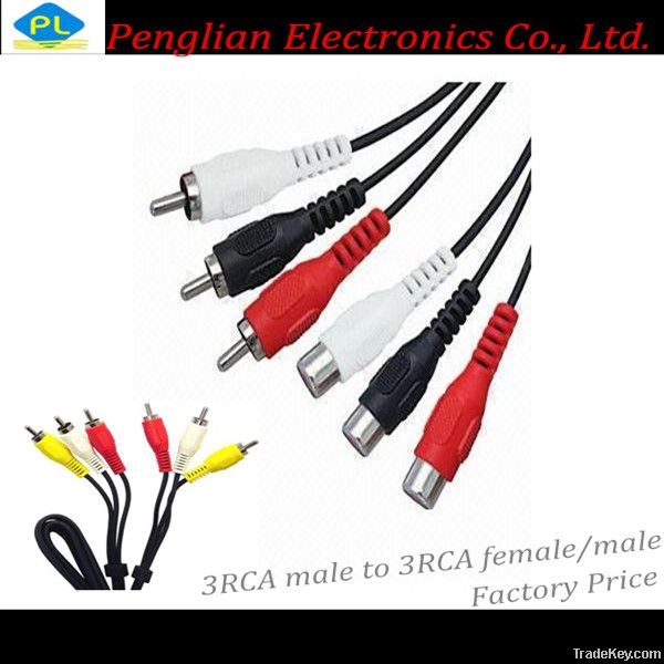 High quality 3RCA male to 3RCA male/female cable for Audio Video Stere