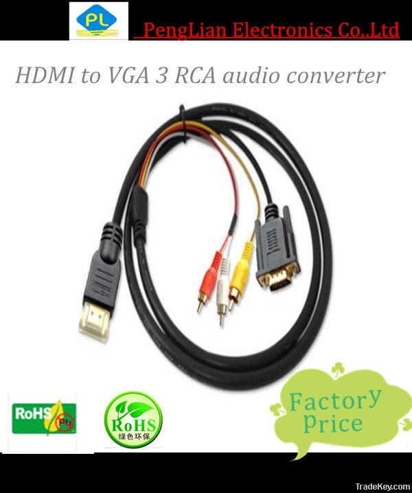 RS232 DB Cable VGA to HDMI 3RCA Audio Vedio Converter