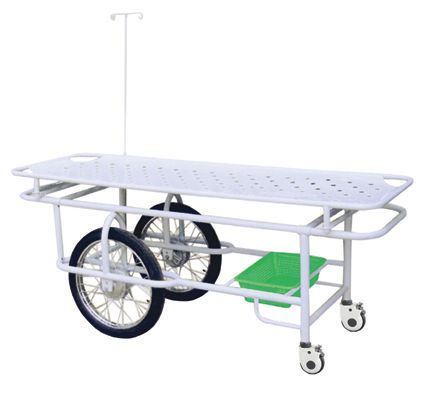 Plastic-sprayed stretcher with 2 big 2 small wheels 