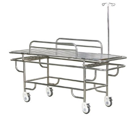 Stainless steel stretcher trolley with 4 small wheels 