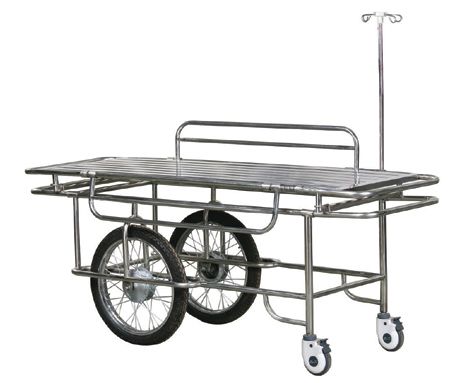 Stainless steel stretcher with 2 big 2 small wheels 