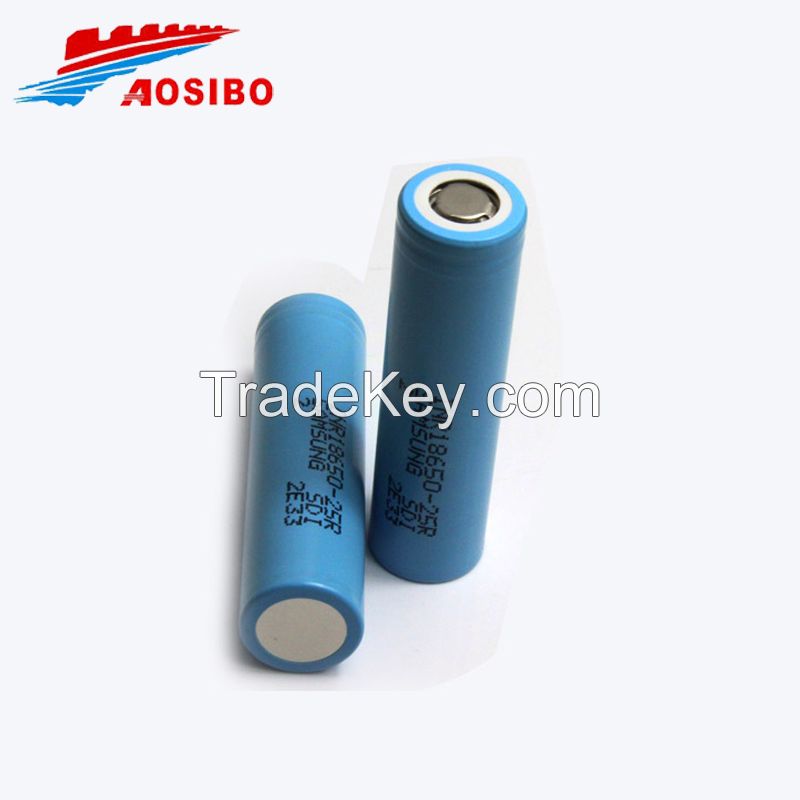 3.7v 18650 rechargeable li-ion battery INR18650-25R high drain battery with 20A discharge