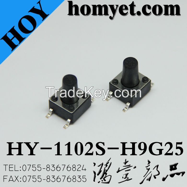 High Quality Tact Switch with 6.0*6.0*9.0mm 250g 4 Pin (HY-1102S-F9G25)