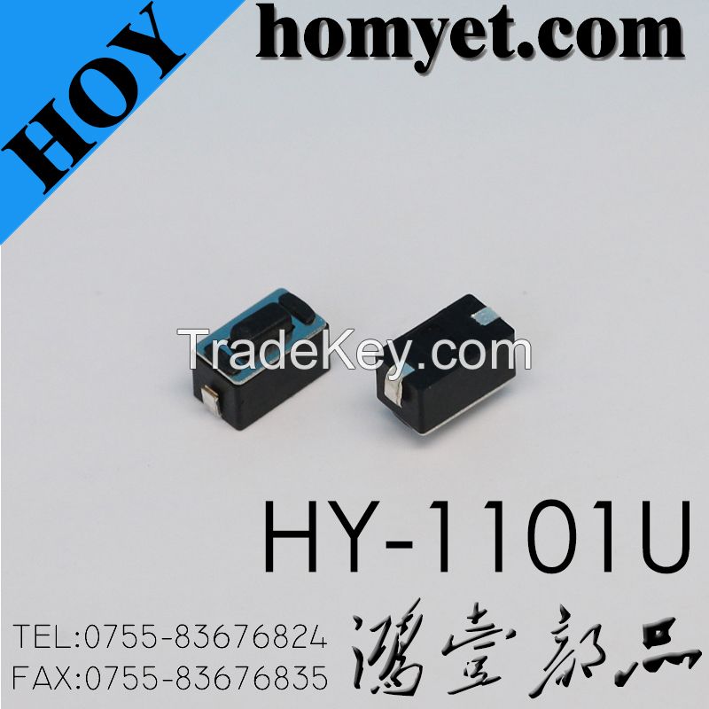 China Manufacturer Vertical SMT Tact Switch with Black Warped Feet (HY-1101U, 6*3.5*5)