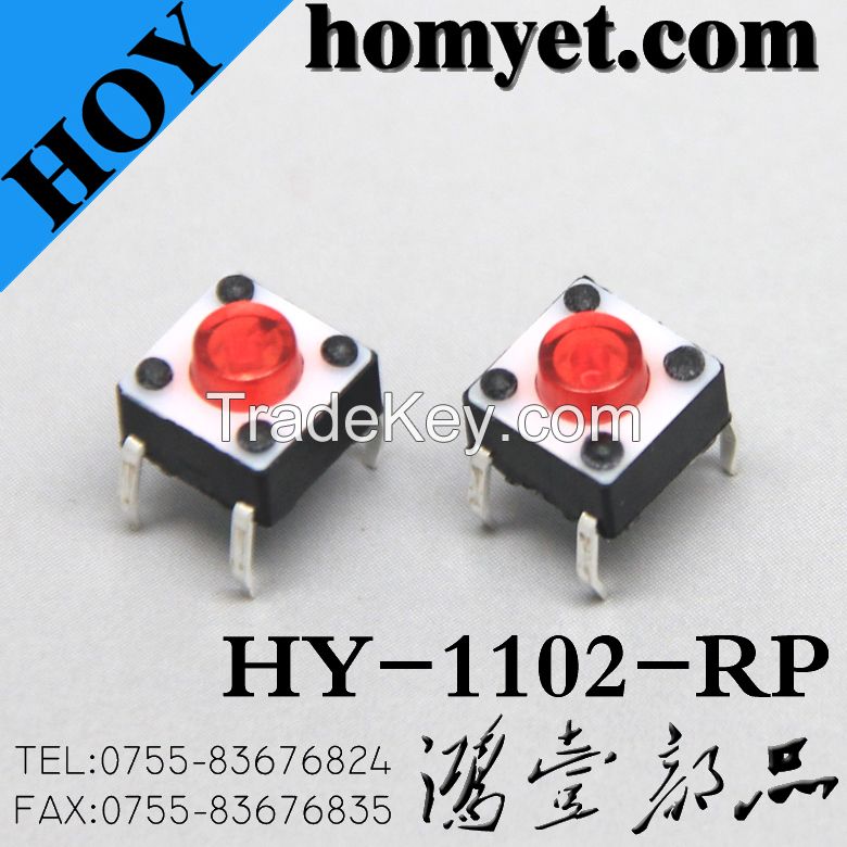 China Manufacturer 6*6mm Tact Switch (HY-1102-RP) with Red Round Handle