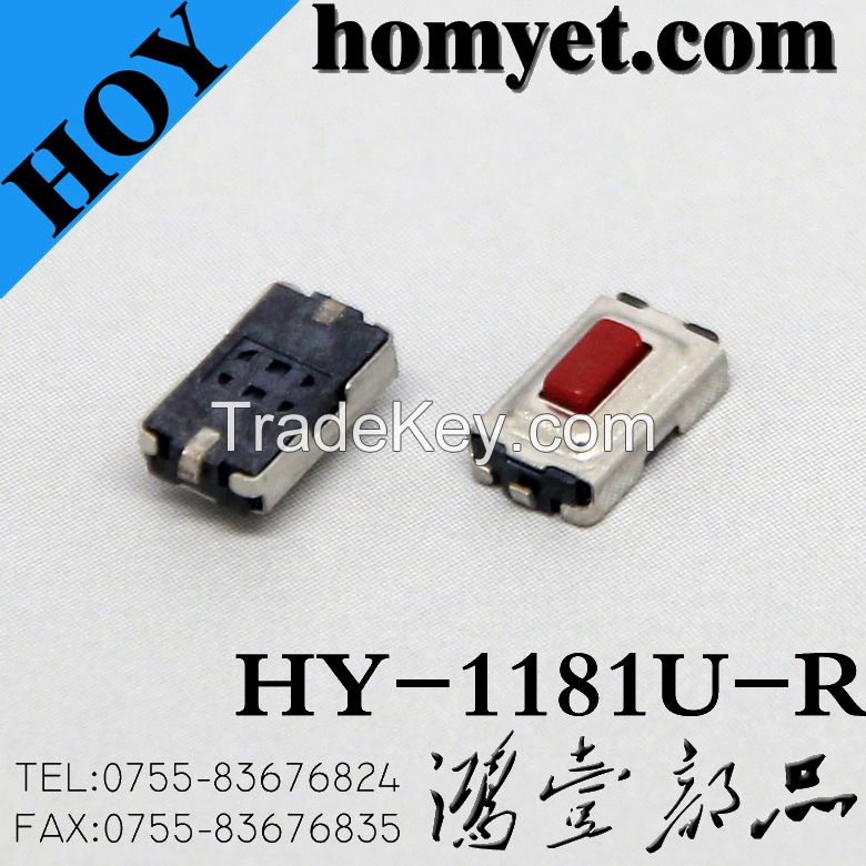 SMD Tact Switch with 6*3.6*2.5mm 2 Pin Square Red Button (1181U-R)