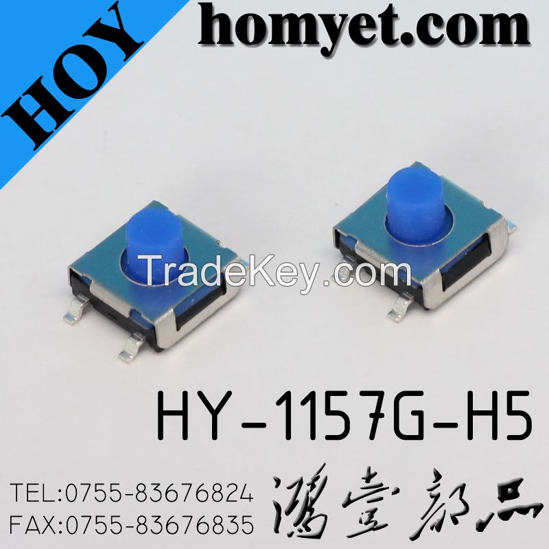 China Factory SMD Tact Switch with 6.2*6.2*5mm Blue Button (HY-1157G-H5)