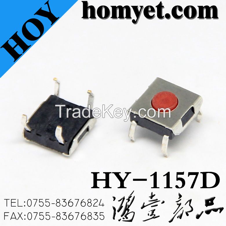 China Manufacturer Wholesales 6.2*6.2mm Tact Switch with 5pin Feet (HY-1157D)