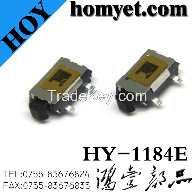 Tact Switch with 4*3*2.5mm 2 Pin SMD Black Button Round (HY-1185)