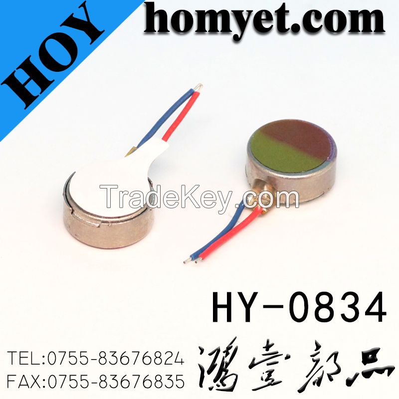 Coin Type Mini DC Vibrating Motor with Cables for Mobile (HY-0834)