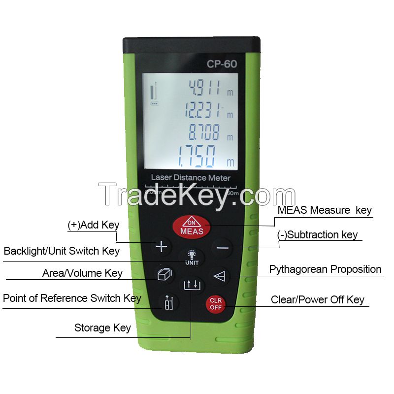 0.05-60m laser distance meter with an accuracy of +/-1.5mm