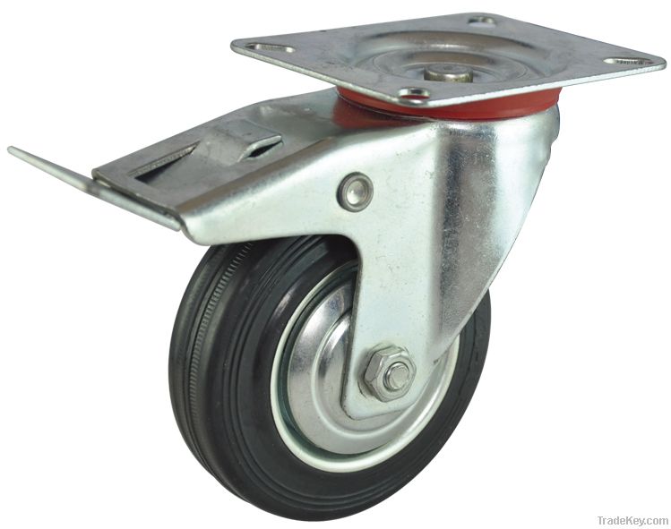 Rubber on cast iron swivel industrial caster wheels