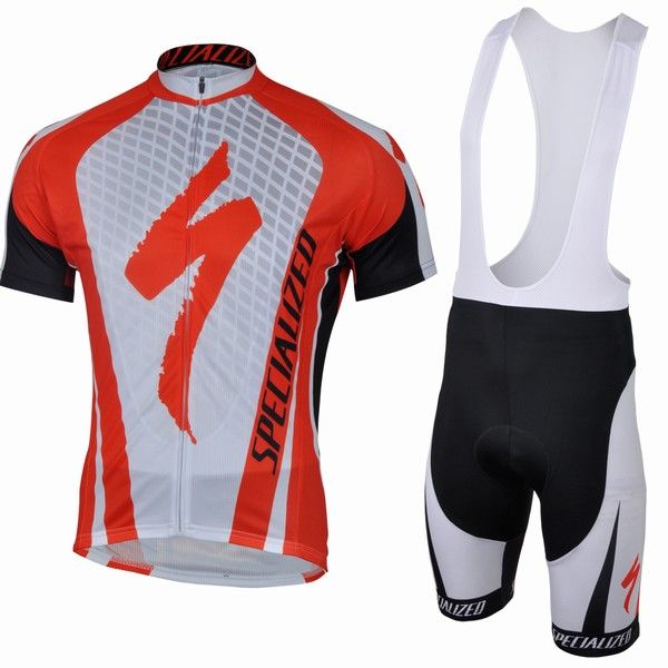 2013 specialized red white cycling jersey and bib shorts set