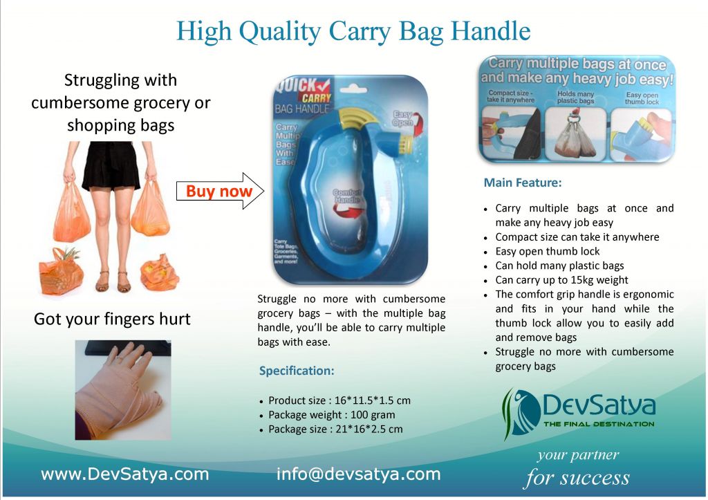 Quick Carry Bag Handle, Holds Many Grocery Plastic Bags