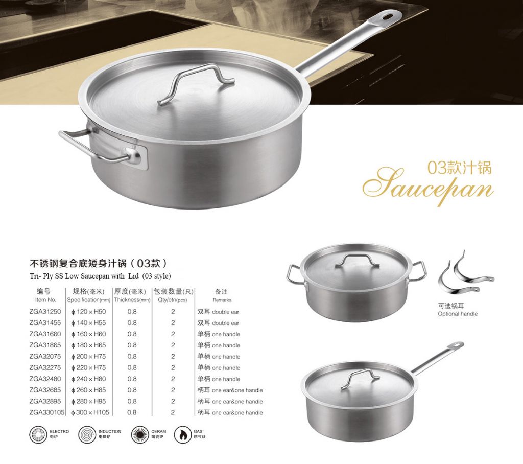 Tri - Ply SS Saucepan with Lid (03 style)