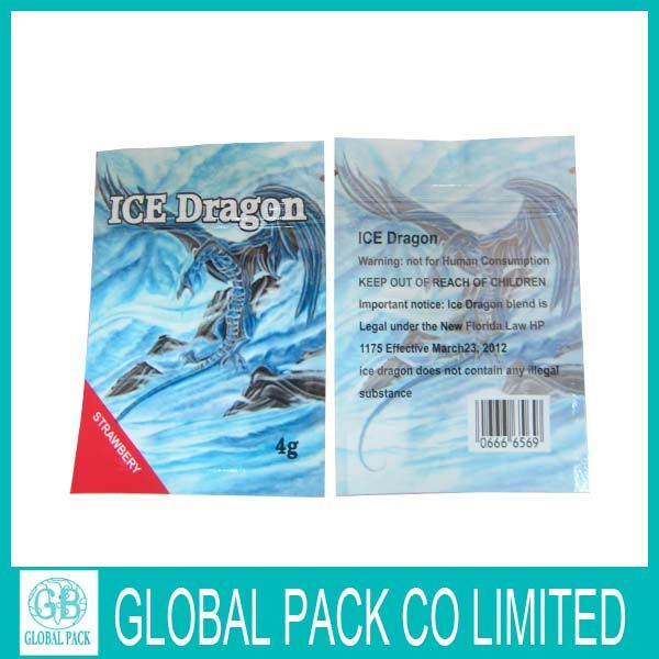 Ice dragon strawberry blueberry kush potpourri bag/aluminum foil herbal incense bag