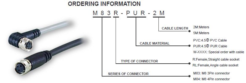 M8 wire connectors for reed magnetic sensor switch